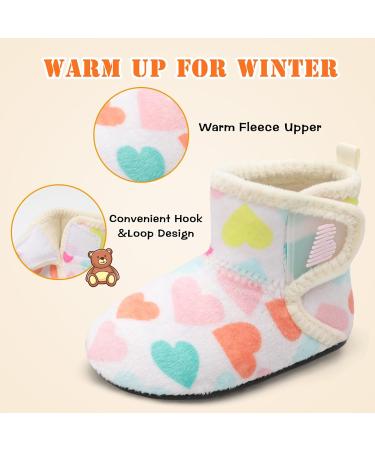 JOINFREE Baby Slippers with Non-Slip Rubber Sole - Cozy Home Booties for Toddlers | Heart Design | 4/4.5 UK Child - Buy Online on GoSupps.com