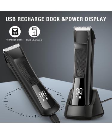 Rechargeable Body Hair Trimmer for Men - Wet & Dry Groin Groomer with LED Light - Private Parts & Pubic Hair Razor - Waterproof - (Due Teste di taglio) - Buy Online on GoSupps.com