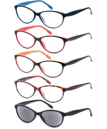 HEEYYOK Stylish Cat-Eye Reading Glasses for Women - Comfort Spring Hinges Clear Lens +1.50 5 Mixed Colors | Trendy Eyewear International Shipping - Buy Online on GoSupps.com