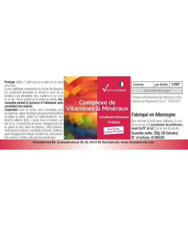 Vitamin trend Vitamin & Mineral Complex 30 capsules multivitamin preparation in safe dosage Bioavailable Supplements from Germany Vitamintrend - Buy Online on GoSupps.com