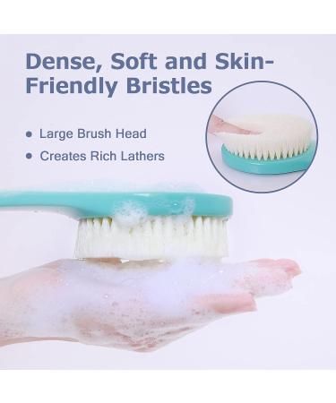Exfoliating Shower Brush | Long Handle Body Brush for Shower & Dry Brushing | Moderate Bristles | Green Nylon - Buy Online on GoSupps.com