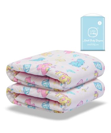 LittleForBig Printed Adult Brief Diapers Adult Baby Diaper Lover ABDL 2 Pack- Vintage Baby LL (2 Pack) Blue