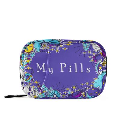 Naanle Halloween My Pill Box 7 Day Pill Case Travel Pill Organizer Bag with Zipper Portable Weekly Case Compact Size for Vitamin Supplement Holder