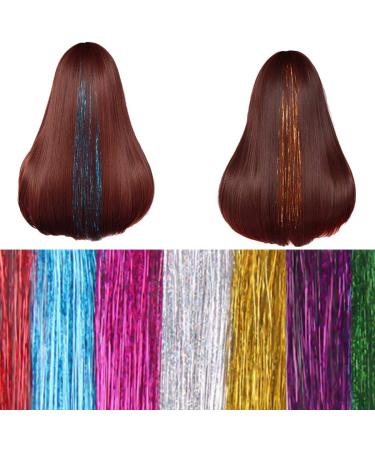 Natuce 4800-Piece 12 Colors Hair Lametta Strands - 120cm Sparkling Shiny Hair Extensions | Multi-Color Hair Strip for Stunning Looks - Buy Online on GoSupps.com