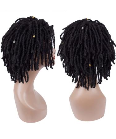 YEZHIQIU 8 Short Dreadlock Wig - Natural Black Synthetic Hair, Heat Resistant Faux Afro Locs Braids Wigs (1B) - Buy Online on GoSupps.com
