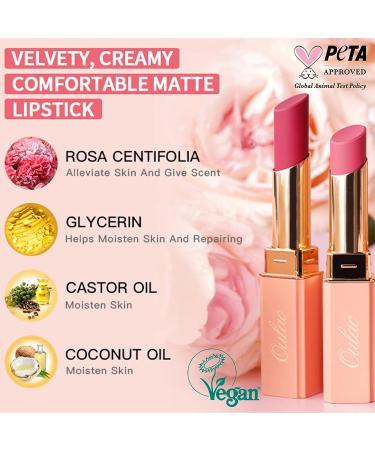 Oulac Purple Creamy Matte Lipstick - Violet Soft Satin Finish | Moisturizing Formula with Rose Oil | Vegan & Cruelty-Free | Highly Pigmented | 3.6g - Summer Again - Buy Online on GoSupps.com