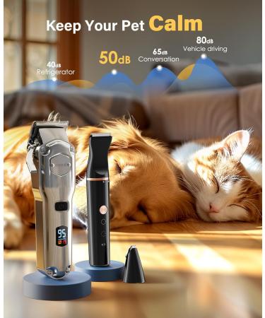 Professional 2-in-1 Dog Clippers & Paw Trimmer Kit | Low Noise Cordless Grooming Set for Dogs & Cats | Stainless Steel Blade | Waterproof | Black Silver - Buy Online on GoSupps.com