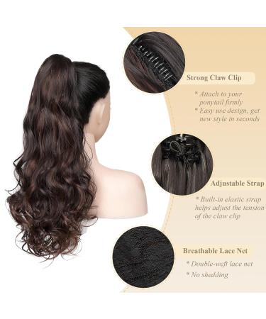 Shop Gairyan 50cm Long Curly Claw Clip Ponytail Extensions - Dark Brown & Dark Chestnut Synthetic Hair for Women - Buy Online on GoSupps.com