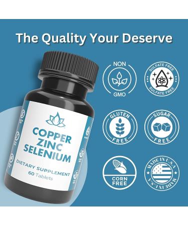 Copper 5mg Zinc 40mg Selenium 200mcg 3 in 1 Formula High Absorption Tablets - 60ct | New World Health Brands - Buy Online on GoSupps.com
