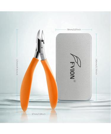 Fvion Precision Nail Tongs | Matt Handle Nail Scissors for Ingrown Toenails | Non-Slip Design for Thick Fingernails | Soft Handle Orange - Buy Online on GoSupps.com