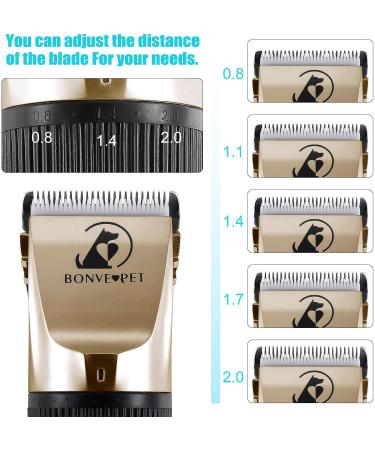 Bonve Pet Dog Clippers - Professional Low Noise Rechargeable Grooming Kit for Dogs, Cats, and Other Pets - Gold - Buy Online on GoSupps.com