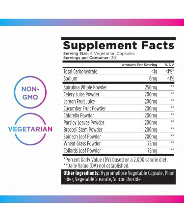 Livingood Daily Greens Capsules Super Greens Supplement with Spirulina Chlorella Broccoli Spinach Celery Lemon & More Plant Based for Digestion & Gut Health Non GMO Vegetarian 120 Ct - Buy Online on GoSupps.com