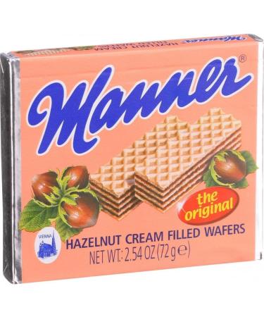 Manner Wafers Hazelnut Cream Filled Wafers, 2.54-Ounce (Pack of 12) Standard Packaging