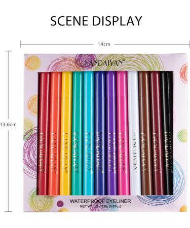12 Colored Eyeliners Pen Set Waterproof Smudge-Proof Eye Shadow Pencil Liquid Eyeliner Makeup Set Long-Lasting High Pigmented Rainbow Eyeliner Pencils Kit Glitter Eye Liners for Women #1*12colour - Buy Online on GoSupps.com