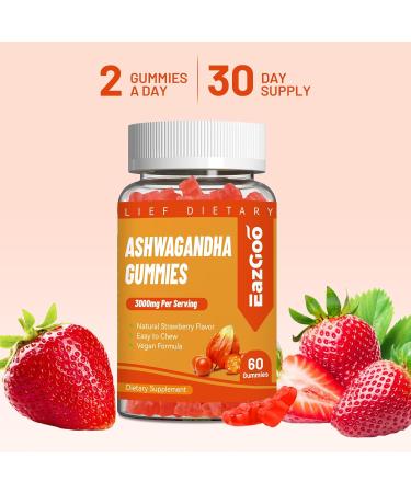 Ashwagandha Gummies & Vitamin D3 3000mg Extra Strength Ashwagandha Root Extract for Boosts Energy Immune Support Non-GMO Strawberry Flavor 60 Count 60 Count (Pack of 1) - Buy Online on GoSupps.com