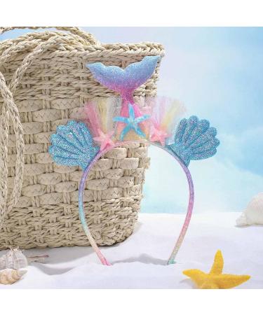 IYOU Sequin Mermaid Headband Blue Starfish Hair Hoop Shell Party Costume Hair Accessories for Women and Girls - Buy Online on GoSupps.com