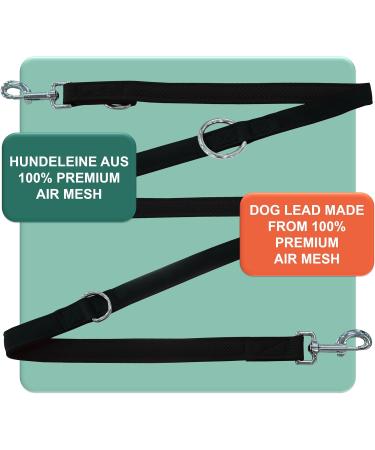Dey Premium Air Mesh Dog Leash 2m | 3-Way Adjustable | For All Dog Sizes | Multiple Colors | Durable and Stylish | Puppy & Cat Leash | Black M (M/L) - Buy Online on GoSupps.com