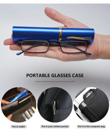 Magimodac Blue Light Filter Reading Glasses for Men & Women - Prescription Metal Narrow Frames with Pencils - Buy Online on GoSupps.com