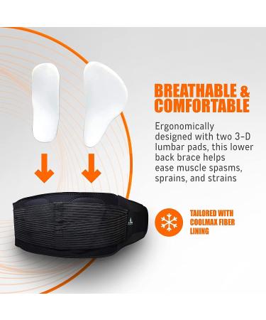 AllyFlex Sports Back Brace Lumbar Support Belt - Cooling Technology Orthopedic 3D Lumbar Pads - Lower Back Pain Relief - Medium - Buy Online on GoSupps.com