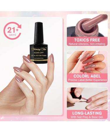 Shining She Gel Nail Polishes Set - 10 Colors Nude Pink White Glitter - Soak-Off UV/LED Manicure Gift - 8ML - Buy Online on GoSupps.com