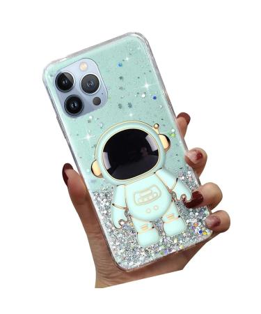 Tivenfezk Nadoli for iPhone 11 Pro Max astronaut Hidden Standh lle caricature glitter stand soft silicone bling transparent protective cover iphone 11 pro max green