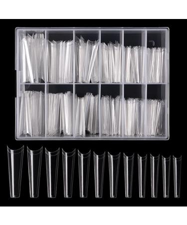 480 Extra Long XXL False Nail Tips - Clear Acrylic Half Cover French Fake Nails for DIY & Nail Studios - Buy Online on GoSupps.com