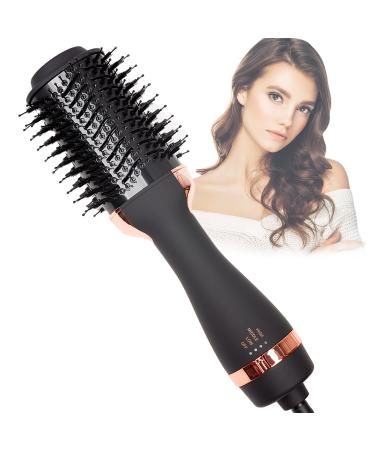 Hair Dryer Brush Hot Air Brush  Blow Dryer bruch One Step Hair Dryer and Volumizer with Salon Negative Ionic for Straightening  Professional Brush Hair Dryers for Men and Women (Black)