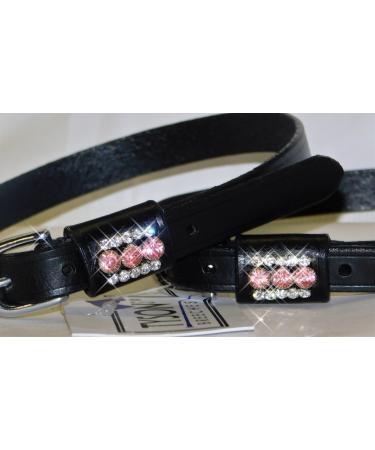 Spur straps leather spur straps glitter rhinestones white pink blue spur straps (white - pink)