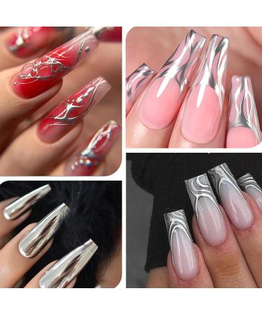 Metallic Painting Gel - Silver Metal Painted Gel Nail Polish - 3D Metal Painting Gel Drawing Mirror Silver UV Painting Gel - Glossy DIY Nail Art for Women Girls - Buy Online on GoSupps.com