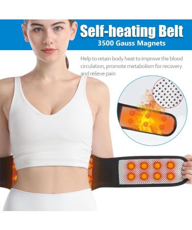Buy Self-Warming Lordosis Back Bandage & Waist Trainer | Pain Relief for Herniated Disc Sciatica & Scoliosis - Adjustable Belly Control Belt in Schwa Black - Buy Online on GoSupps.com