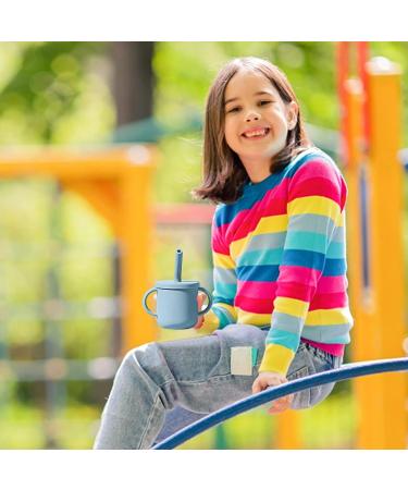 Hippywell Silicone Baby Straw Training Cup | Shatterproof Toddler Cup | Non-Slip Handles | 5oz Capacity | Blue | Ideal for Babies 6+ Months - Buy Online on GoSupps.com