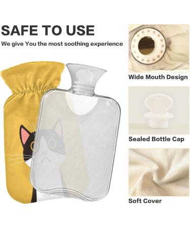 Hot Water Bottle 2L with Cute Black Cat Cover - Pain Relief & Winter Warmth for Hands & Feet - Buy Online on GoSupps.com