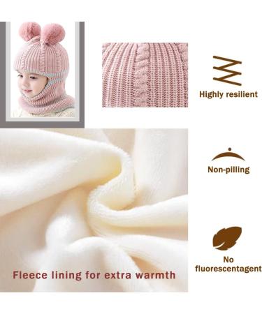 Crazy Bean Kids Winter Hat & Scarf Set | Toddler Knitted Beanie | Windproof & Warm | Pink - Buy Online on GoSupps.com