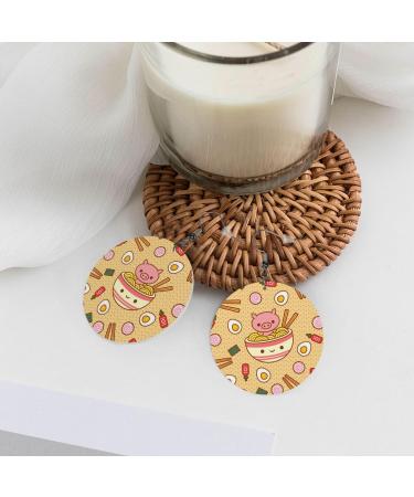 OPSREY Delicious Sweet Ramen printed Fashion round Earring Leather Stud Earring Dangling Decorative Earring - Buy Online on GoSupps.com