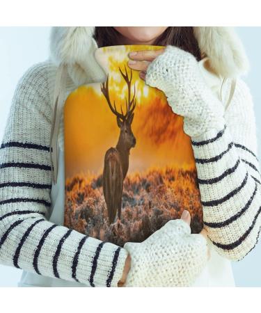 Shry Heat Bottle with Fluffy Cover - 2L Hot Water Bottle for Kids & Adults | Moose Forest Design for Cozy Nights & Pain Relief - Buy Online on GoSupps.com