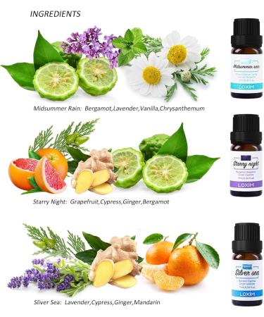 LOXIM Golden Bloom Essential Oil Set of 3 - Midsummer Rain Starry Night & Silver Sea | International Shipping - Buy Online on GoSupps.com