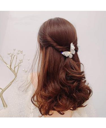 Rhinestone Butterfly Gold Hair Barrette | Zircon Hair Clip for Women | Fashion Hair Grip - Buy Online on GoSupps.com