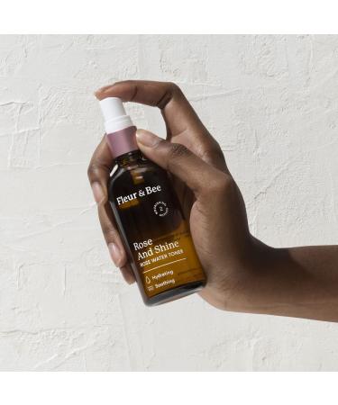 Rose and Shine by Fleur & Bee Rosewater Toner Spray | 100% Vegan & Cruelty Free | Alcohol-Free Hydrating Facial Mist for All Skin Types - 3.4 fl oz - Buy Online on GoSupps.com
