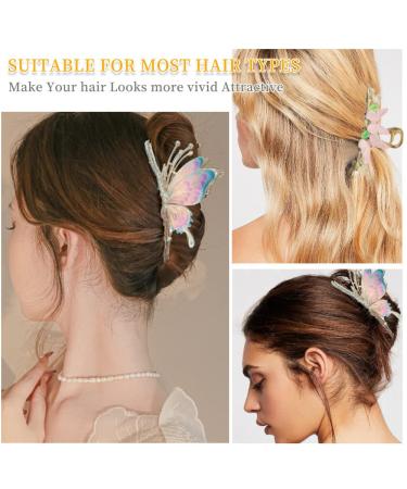 Buy Pieces Butterfly Hair Clips - Cute Kraeoke Pink Large Metal Back Clips for Women | International Shipping Available - Buy Online on GoSupps.com