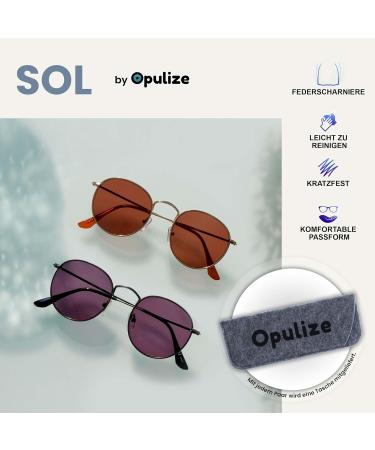 Opulize Retro Round Sun Glasses 2 Pack - Thin Rim Metal Frames Scratch-Resistant UV400 Protection for Men - Gray Black Gold Brown (+2.50 Diopters) - Buy Online on GoSupps.com