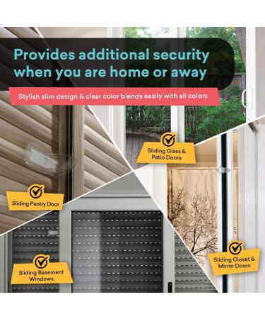 Sliding Door Lock Child Safety - Closets  Windows  Patio  Glass Doors - Double Sided Tape  Easy Install No Drill Required  4 Pack  Clear - Buy Online on GoSupps.com