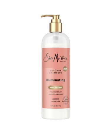 SheaMoisture Illuminating Body Lotion with Coconut Oil Hibiscus Niacinamide and Pro-Ceramides Instantly Enhancing Skin's Natural Glow 24H Moisturizing 16 oz