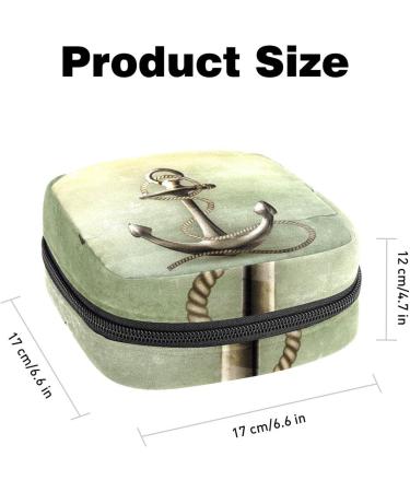 Retro Anchor Menstruation Pad Bag with Zipper - Stylish Women's Napkin & Tampon Bag - Perfect for Girls - Buy Online on GoSupps.com