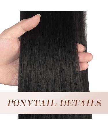 FESHFEN Straight Drawstring Ponytail Extension 16 Inch Natural Black (Pack of 1) - Clip in Ponytail Extension for Women - Synthetic Long Ponytail Hairpieces for Girls - Buy Online on GoSupps.com