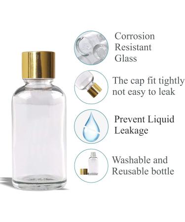 Zenvista 5 Pack Clear Glass Round Bottles 30ml with Golden Screw Cap - Perfect for DIY Supplies Essential Oils Serums & Perfumes | ZMG09 - Buy Online on GoSupps.com
