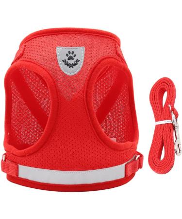 LOOK ANDE HOUSE Reflective Soft Padded Dog Dishes for Small Dogs & Cats - Air-Mesh Design with Leash - XS Red (Chest 24-27cm) - Buy Online on GoSupps.com
