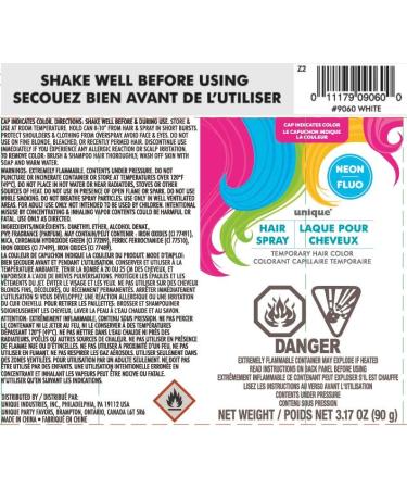 White Neon Hair Spray Easy to Apply & Wash Out - Perfect for Parties & Events - 3.17 fl Oz White 4.5 Fl Oz (Pack of 1) - Buy Online on GoSupps.com