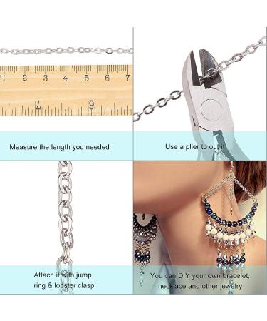 DanLingJewelry 66FT Stainless Steel Cable Chain Link in Bulk for DIY Necklace Making - 4.5x3x0.6mm, Stainless Steel Color - 66ft Cable Chain - Buy Online on GoSupps.com