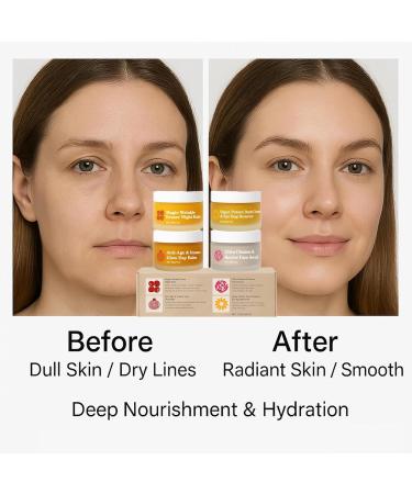 Anti Aging Skincare Set for Mature Skin 4 in 1 Face Balm Kit with Pomegranate Seed Oil Sweet Almond Oil & Seabuckthorn Extract Moisturize Nourish Firming Day & Night Cream Eye Cream & Face Scrub - Buy Online on GoSupps.com