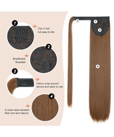 NANNAN Light Brown Ponytail Extension 24 Inch - Synthetic Wrap Around Hair Piece for Women - Buy Online on GoSupps.com